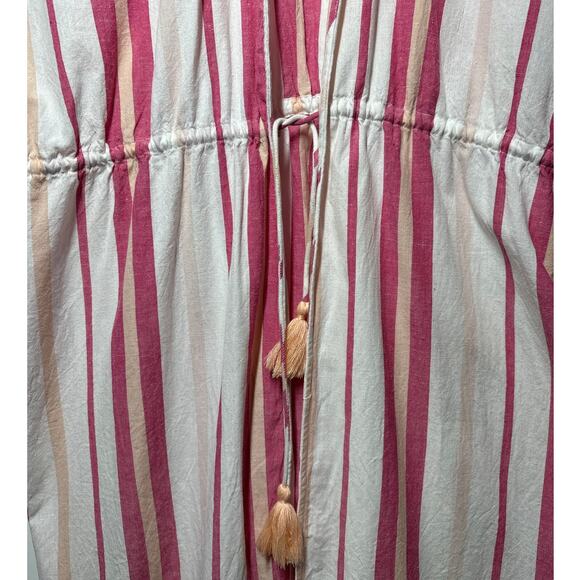 Faherty Striped Longline Duster Cotton Linen One Size Boho Beach Lightweight - Picture 5 of 14